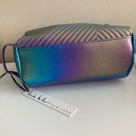 NWT Nicole Miller New York Iridescent Makeup Bag Pouch Bag Purple Blue Green - Picture 5 of 7
